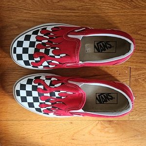 Vans slip on sneakers checker with flames